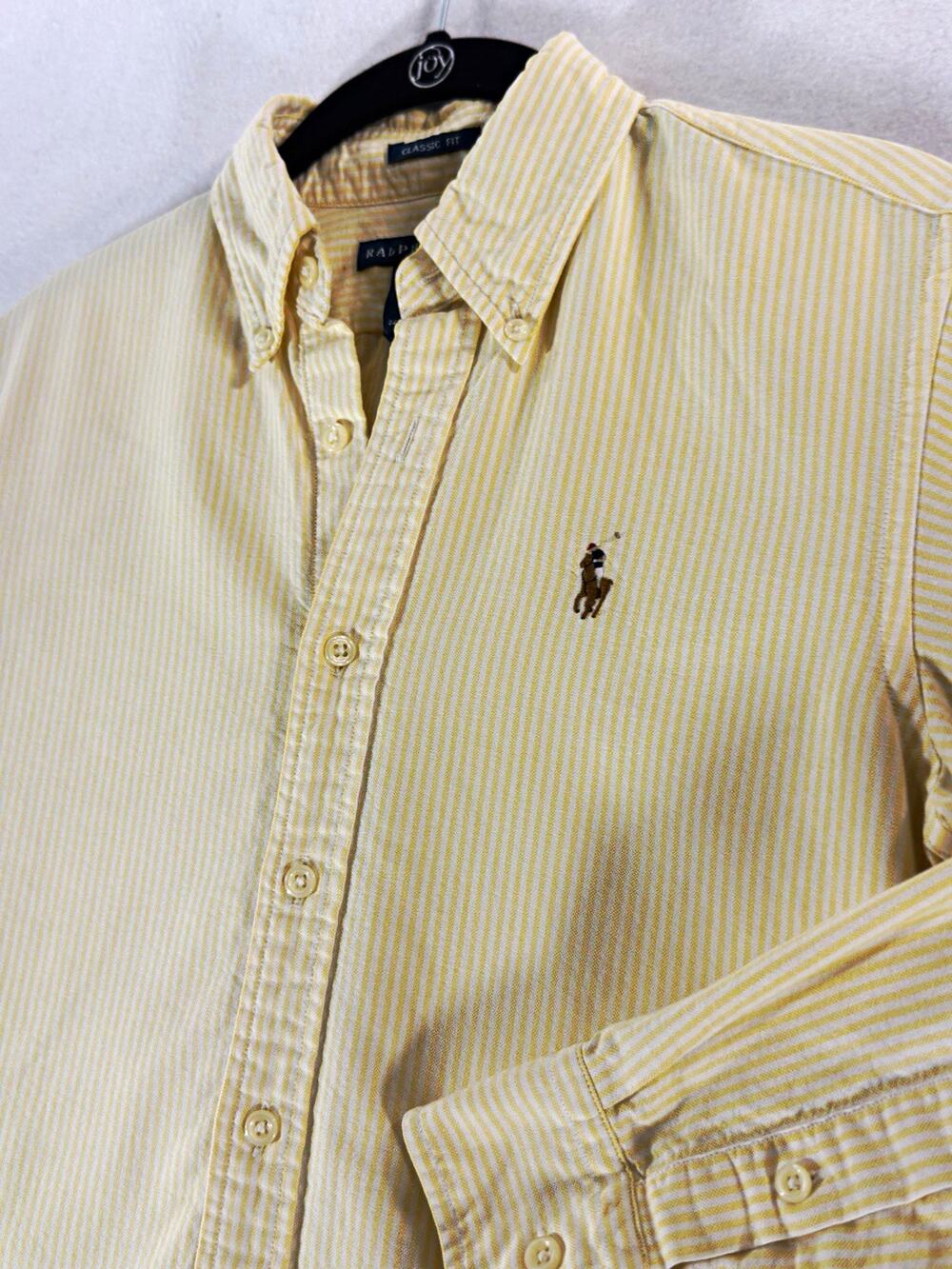 Ralph Lauren Womenβs 4 Yellow Stripe Classic Fit Oxford Shirt